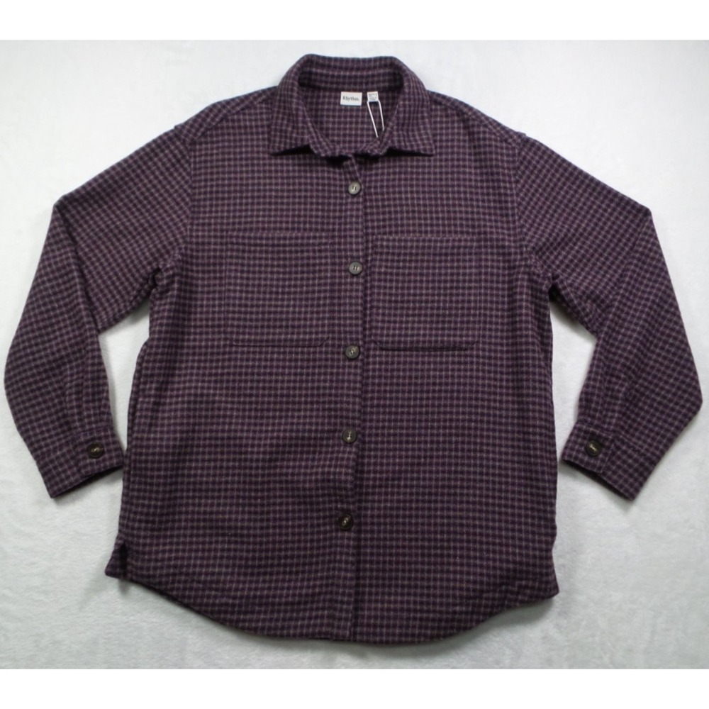 Rhythm Shirt Womens Size Small Plum Red Shorebreak Shacket Wool Button Up NWT